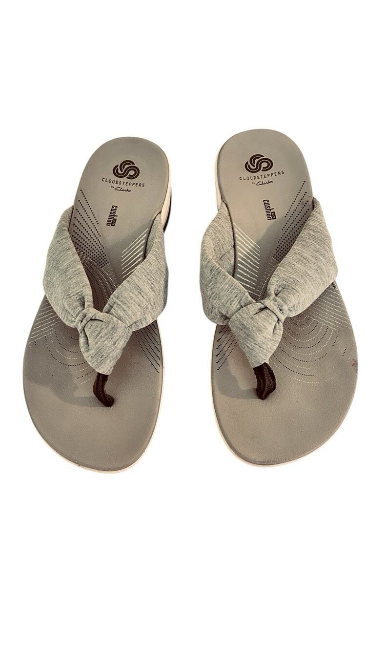 Clark's Cloudsteppers Women’s Flip Flop Thong Gray Sandals Size 8